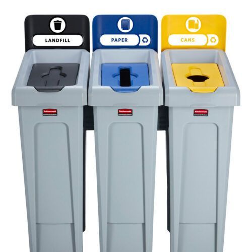 Rubbermaid Slim Jim Recycling Station Bundle 3 Stream - Landfill (black)/ paper (blue)/ Plastic (yellow)