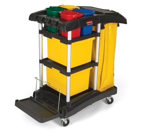 JANITORIAL CLEANING CART WITH COLORED BINS - HIGH-CAPACITY