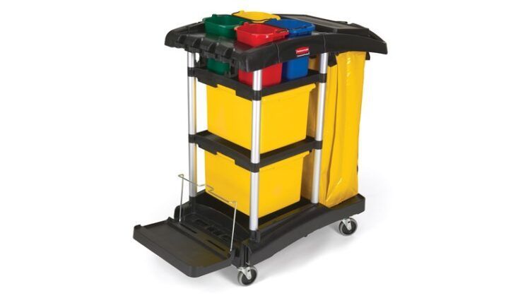 JANITORIAL CLEANING CART WITH COLORED BINS - HIGH-CAPACITY