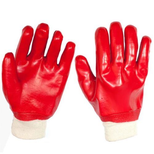 SUPERTOUCH PVC FULL DIP KNIT WRIST GLOVE, RED