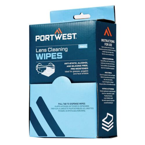 Lens Cleaning Wipes (100 towelettes) White Portwest